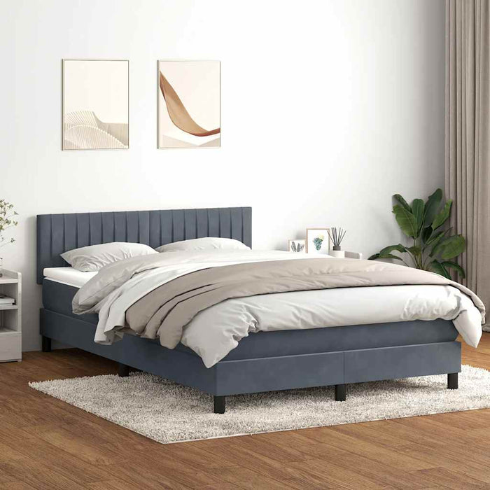 Pat box spring cu saltea, gri închis, 160x210 cm, catifea WALTI