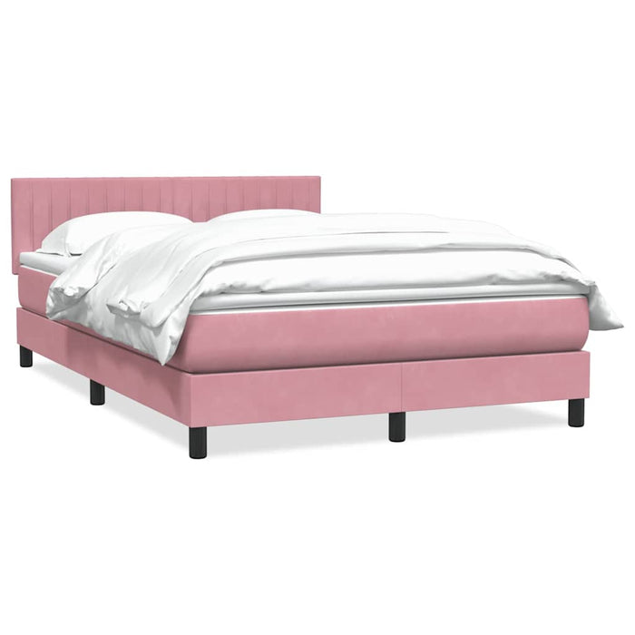 Pat box spring cu saltea, roz, 160x210 cm, catifea - WALTI WALTI