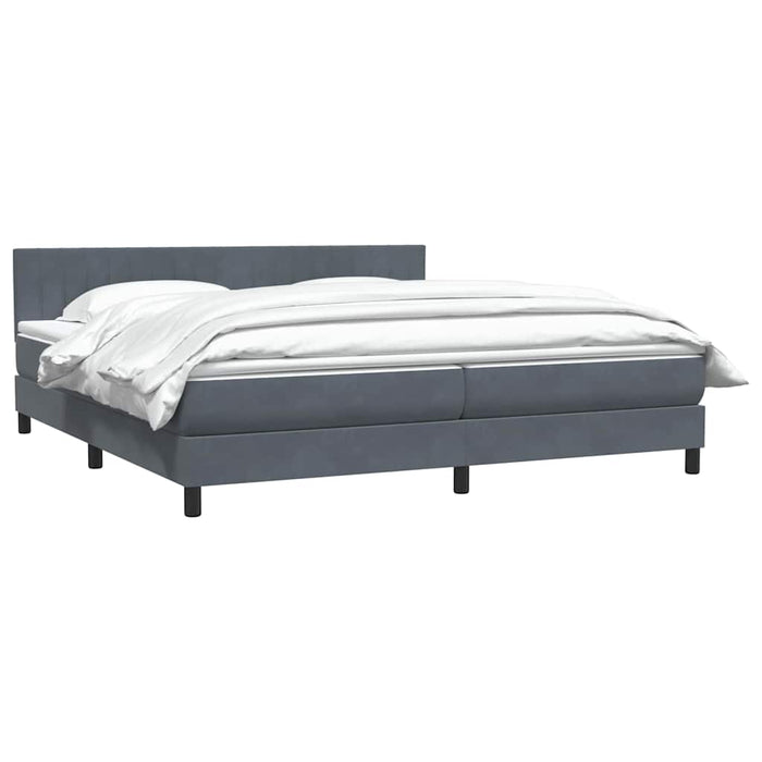Pat box spring cu saltea, gri închis, 180x210 cm, catifea - WALTI WALTI