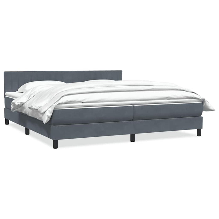 Pat box spring cu saltea, gri închis, 200x210 cm, catifea WALTI
