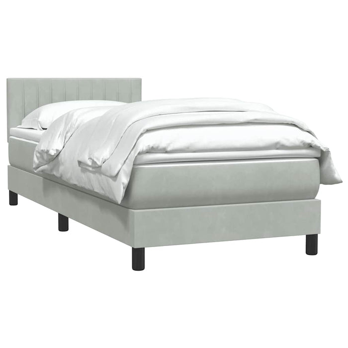 Pat box spring cu saltea, gri deschis, 80x220 cm, catifea - WALTI WALTI