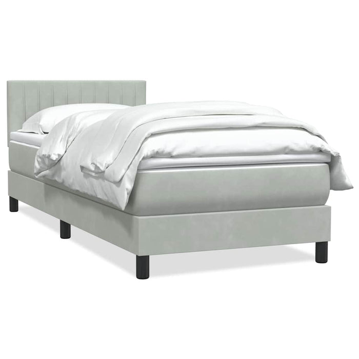 Pat box spring cu saltea, gri deschis, 80x220 cm, catifea - WALTI WALTI
