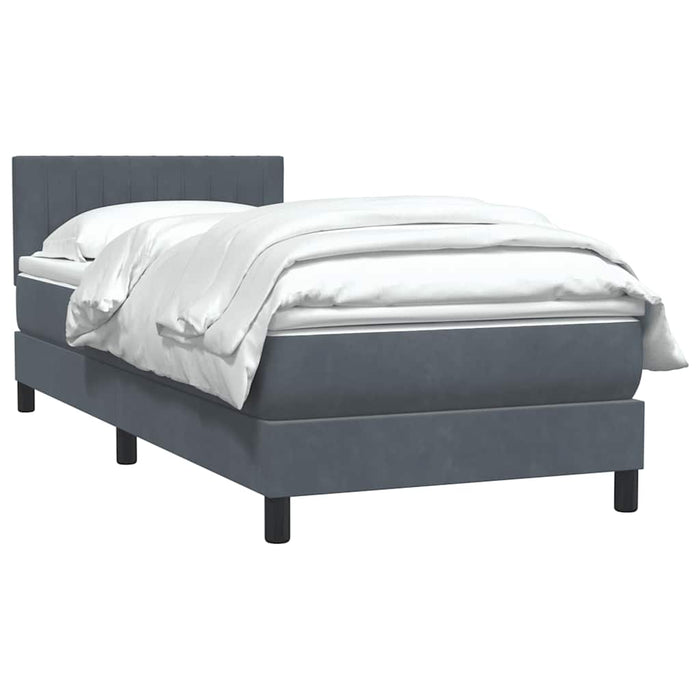 Pat box spring cu saltea, gri închis, 80x220 cm, catifea - WALTI WALTI
