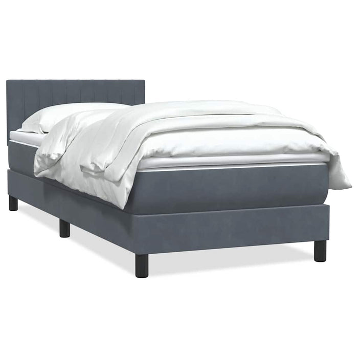 Pat box spring cu saltea, gri închis, 80x220 cm, catifea - WALTI WALTI