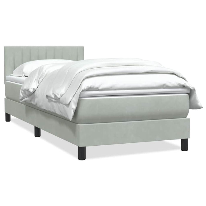 Pat box spring cu saltea, gri deschis, 90x220 cm, catifea - WALTI WALTI