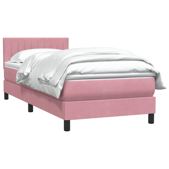 Pat box spring cu saltea, roz, 90x220 cm, catifea - WALTI WALTI