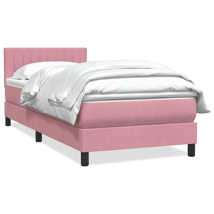 Pat box spring cu saltea, roz, 90x220 cm, catifea - WALTI WALTI