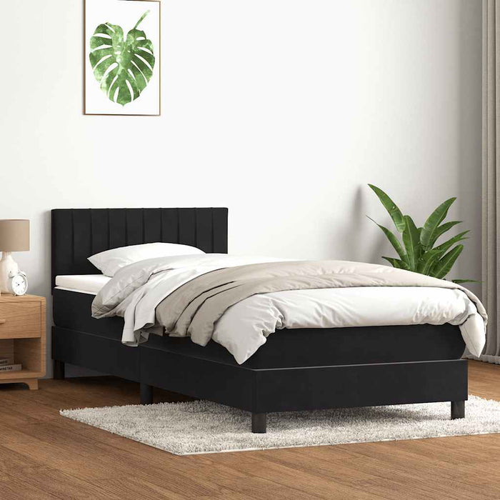 Pat box spring cu saltea, negru, 100x220 cm, catifea - WALTI WALTI