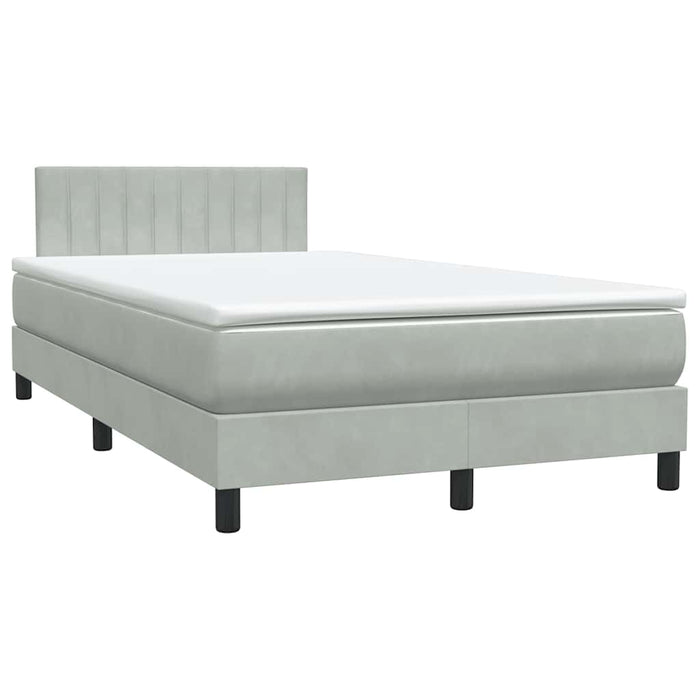 Pat continental cu saltea, gri deschis, 120x220 cm, catifea WALTI