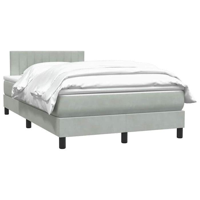 Pat continental cu saltea, gri deschis, 120x220 cm, catifea WALTI