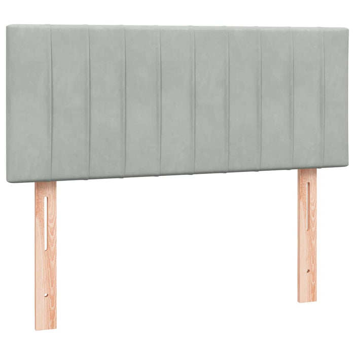 Pat continental cu saltea, gri deschis, 120x220 cm, catifea WALTI