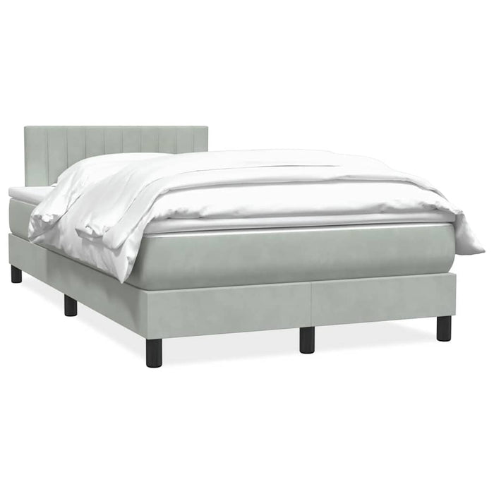 Pat continental cu saltea, gri deschis, 120x220 cm, catifea WALTI