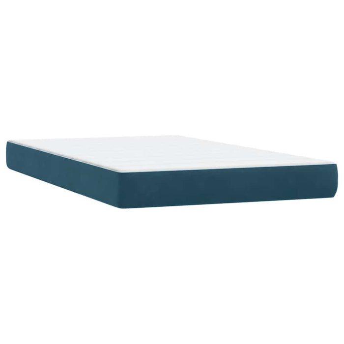 Pat box spring cu saltea, albastru închis, 120x220 cm, catifea WALTI