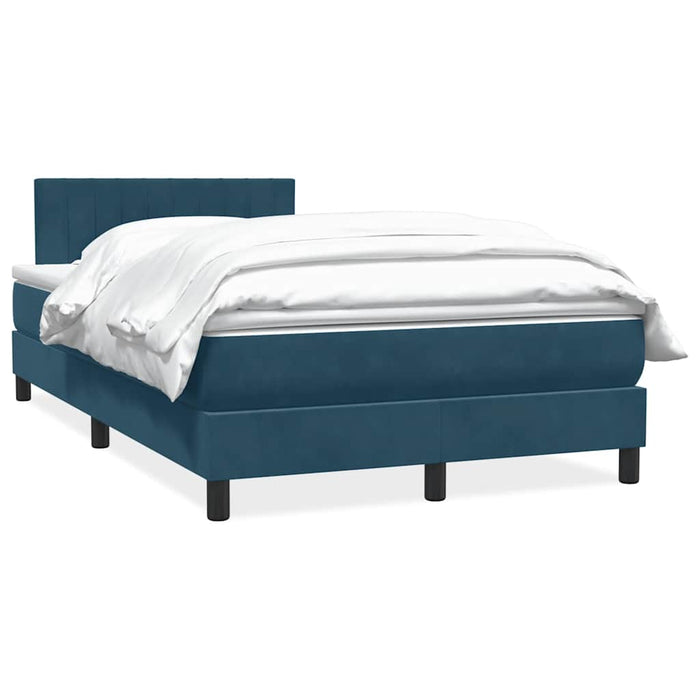 Pat box spring cu saltea, albastru închis, 120x220 cm, catifea WALTI