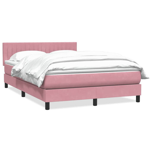 Pat box spring cu saltea, roz, 140x220 cm, catifea - WALTI WALTI