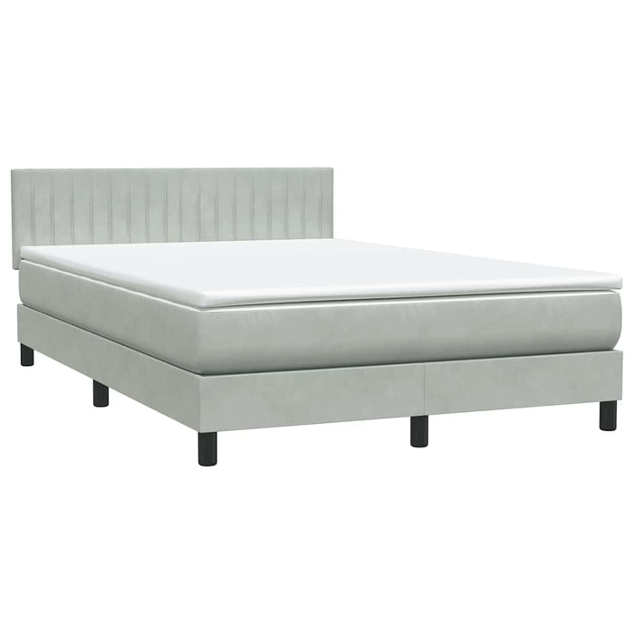 Pat box spring cu saltea, gri deschis, 160x220 cm, catifea - WALTI WALTI