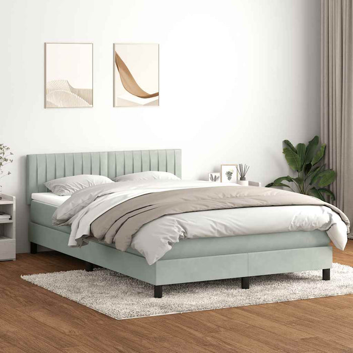 Pat box spring cu saltea, gri deschis, 160x220 cm, catifea - WALTI WALTI