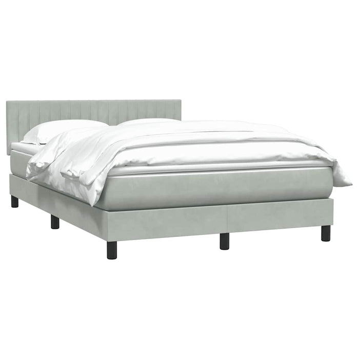 Pat box spring cu saltea, gri deschis, 160x220 cm, catifea - WALTI WALTI