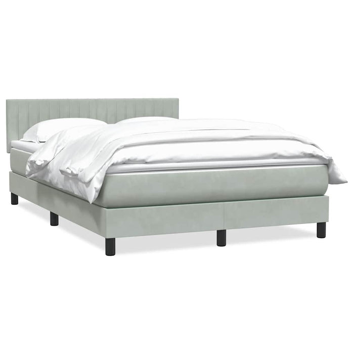 Pat box spring cu saltea, gri deschis, 160x220 cm, catifea - WALTI WALTI
