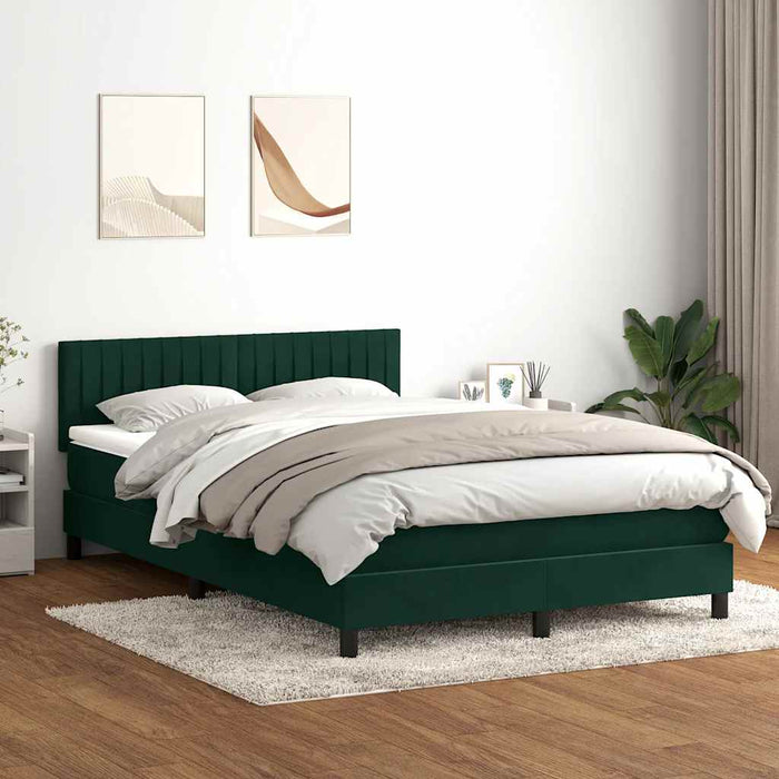 Pat box spring cu saltea, verde închis, 160x220 cm, catifea WALTI
