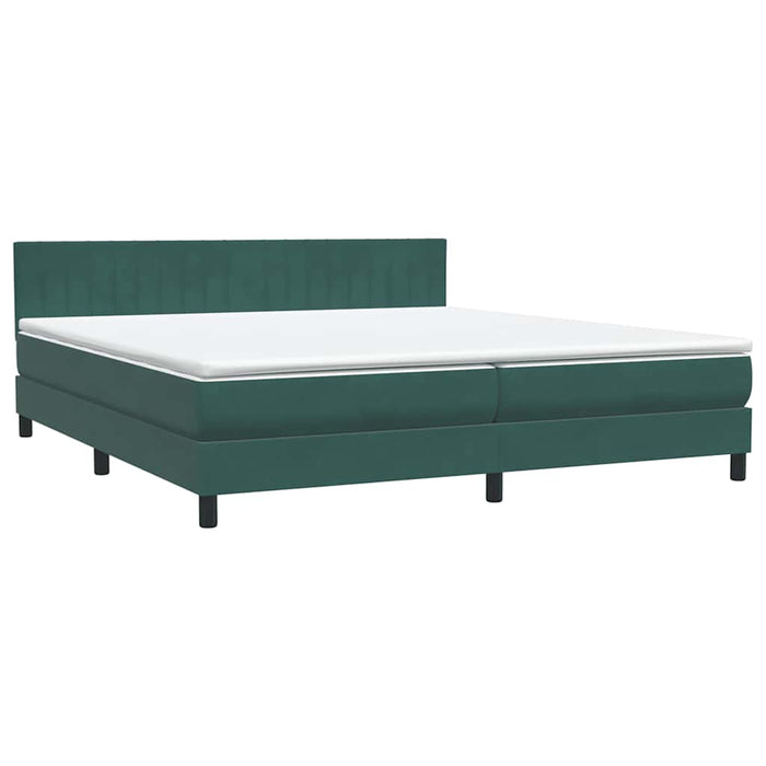 Pat box spring cu saltea, verde închis, 180x220 cm, catifea WALTI