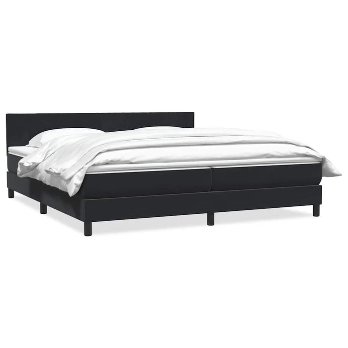 Pat box spring cu saltea, negru, 200x220 cm, catifea WALTI
