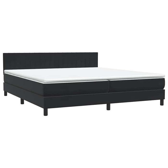 Pat box spring cu saltea, negru, 200x220 cm, catifea WALTI