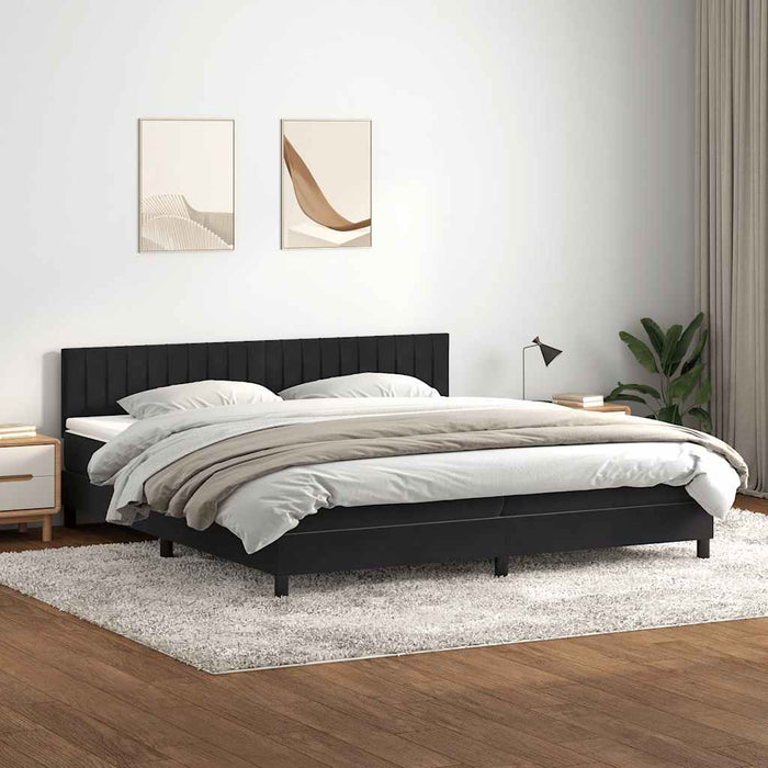 Pat box spring cu saltea, negru, 200x220 cm, catifea WALTI