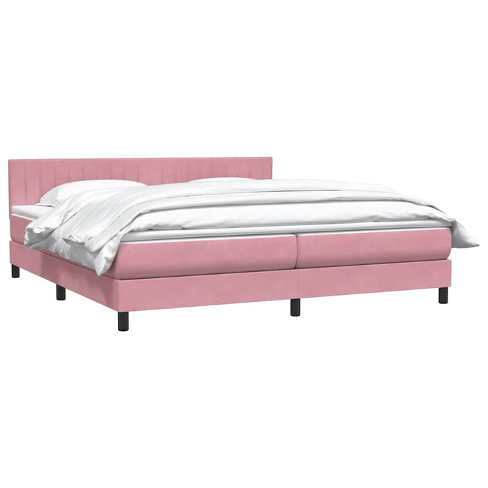Pat box spring cu saltea, roz, 200x220 cm, catifea WALTI