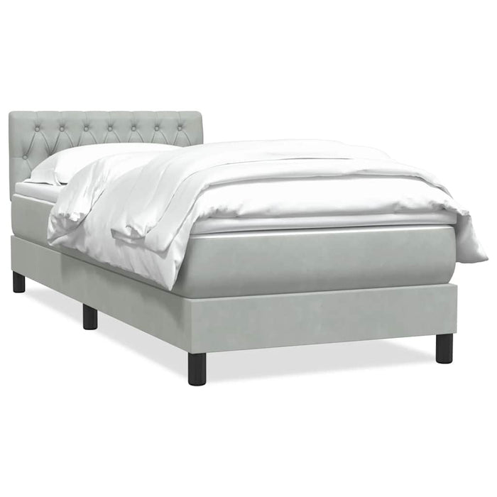 Pat box spring cu saltea, gri deschis, 80x210 cm, catifea - WALTI WALTI