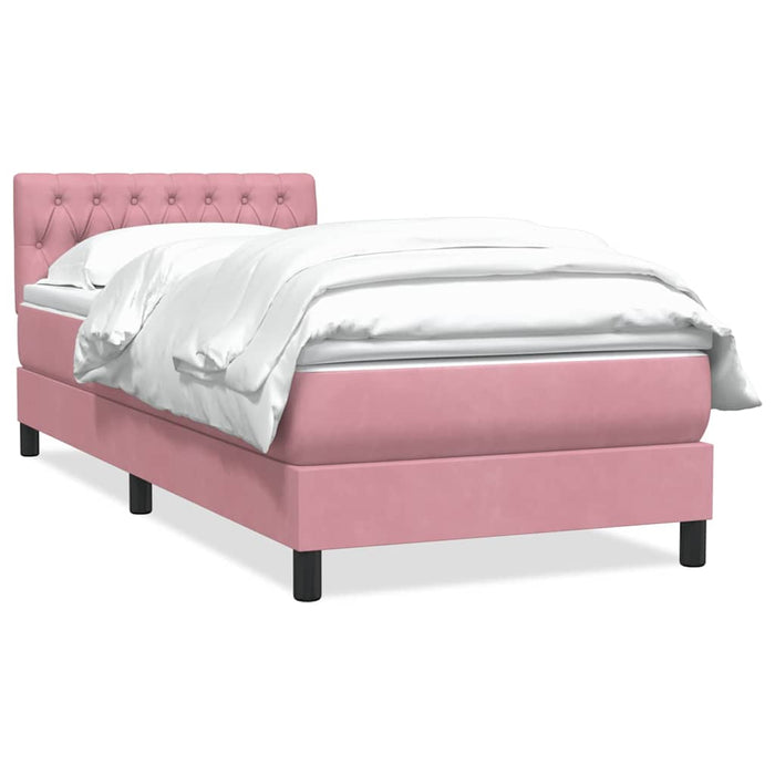 Pat box spring cu saltea, roz, 90x210 cm, catifea - WALTI WALTI