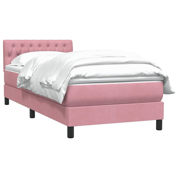 Pat box spring cu saltea, roz, 90x210 cm, catifea - WALTI WALTI