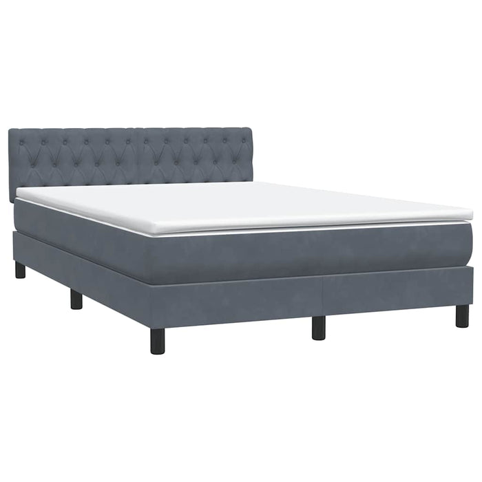 Pat box spring cu saltea, gri închis, 140x210 cm, catifea WALTI