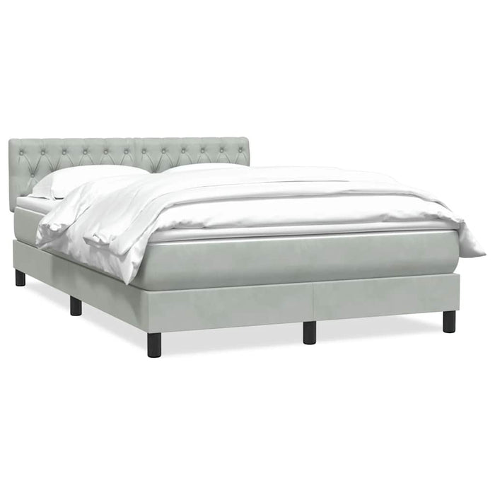 Pat box spring cu saltea, gri deschis, 160x210 cm, catifea - WALTI WALTI
