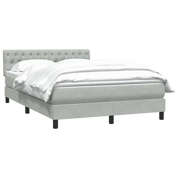 Pat box spring cu saltea, gri deschis, 160x210 cm, catifea - WALTI WALTI