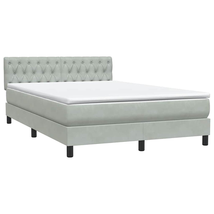 Pat box spring cu saltea, gri deschis, 160x210 cm, catifea - WALTI WALTI