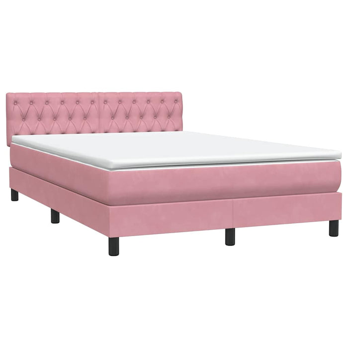 Pat box spring cu saltea, roz, 160x210 cm, catifea WALTI