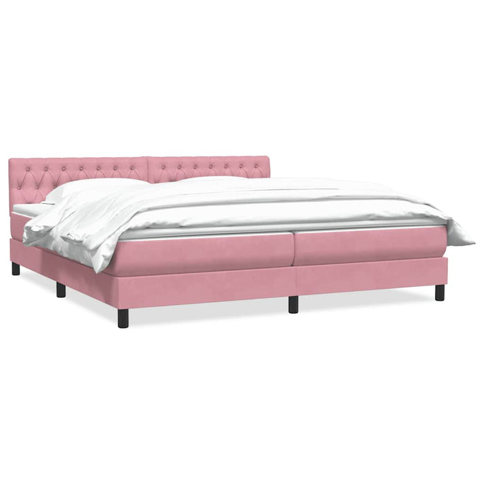 Pat box spring cu saltea, roz, 180x210 cm, catifea - WALTI WALTI