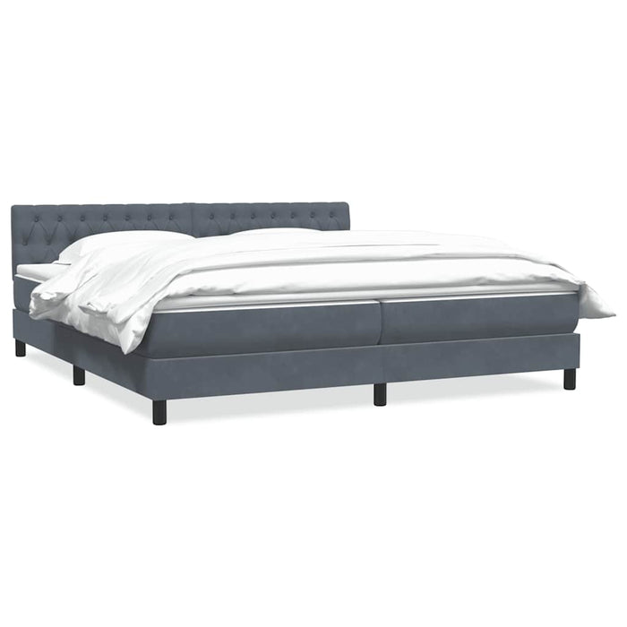 Pat box spring cu saltea, gri închis, 200x210 cm, catifea WALTI