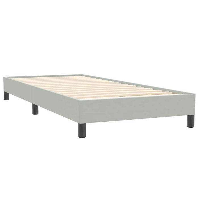 Pat box spring cu saltea, gri deschis, 80x220 cm, catifea WALTI