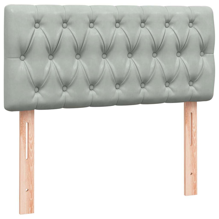 Pat box spring cu saltea, gri deschis, 80x220 cm, catifea WALTI