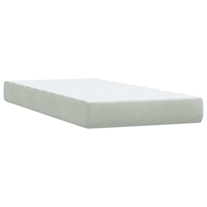 Pat box spring cu saltea, gri deschis, 80x220 cm, catifea WALTI