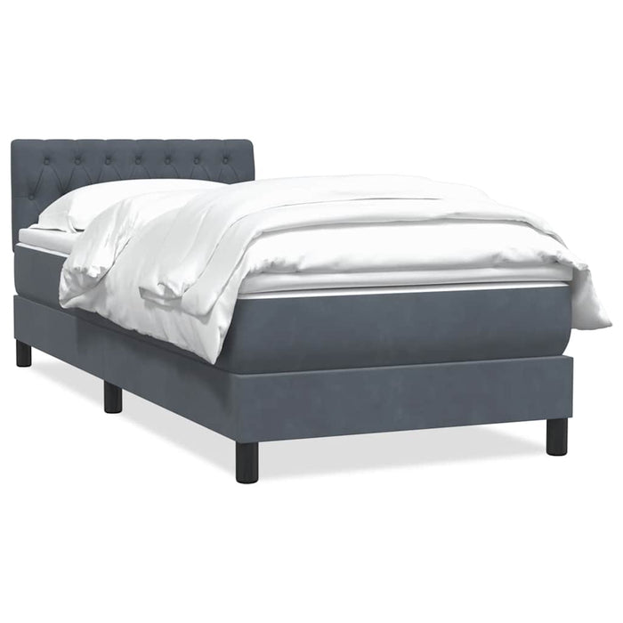 Pat box spring cu saltea, gri închis, 80x220 cm, catifea - WALTI WALTI