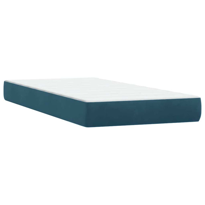 Pat box spring cu saltea, albastru închis, 80x220 cm, catifea WALTI