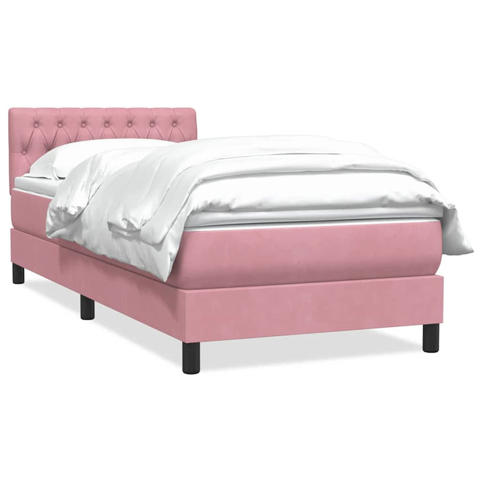 Pat box spring cu saltea, roz, 80x220 cm, catifea - WALTI WALTI