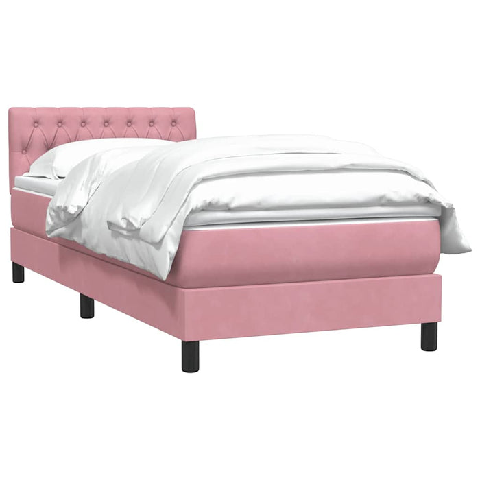 Pat box spring cu saltea, roz, 80x220 cm, catifea - WALTI WALTI
