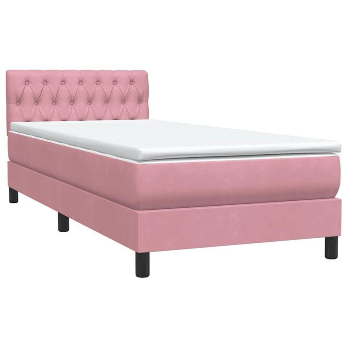 Pat box spring cu saltea, roz, 80x220 cm, catifea - WALTI WALTI