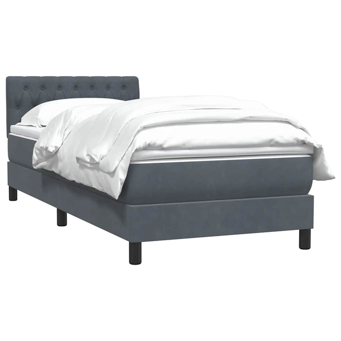 Pat box spring cu saltea, gri închis, 90x220 cm, catifea - WALTI WALTI