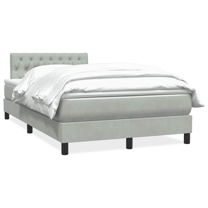 Pat continental cu saltea, gri deschis, 120x220 cm, catifea WALTI