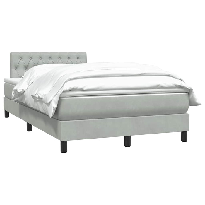 Pat continental cu saltea, gri deschis, 120x220 cm, catifea WALTI